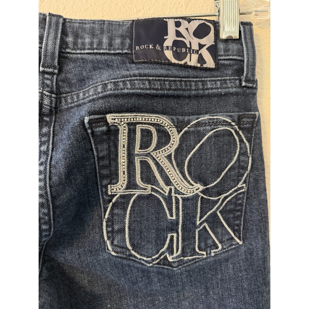 Rock & Republic Women’s Size 27 x 33 Crystal Rock Kasandra Boot-Cut Jeans